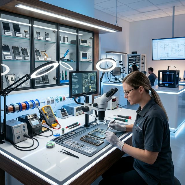 Técnico certificado reparando un smartphone